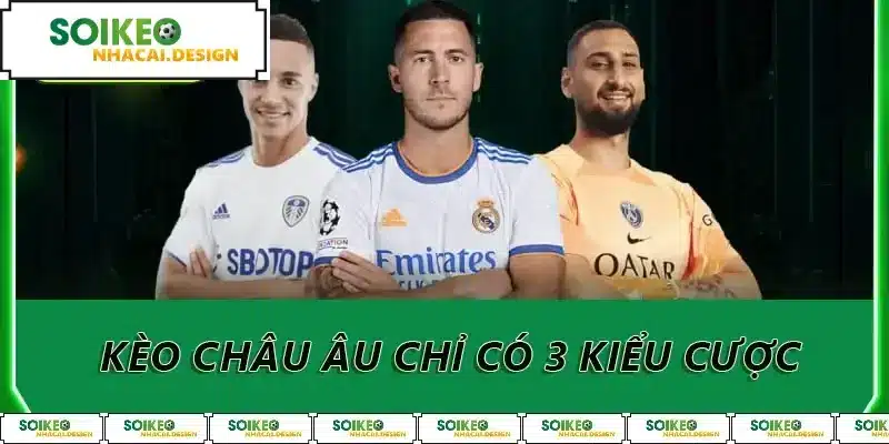 Kèo châu Âu chỉ có 3 kiểu cược